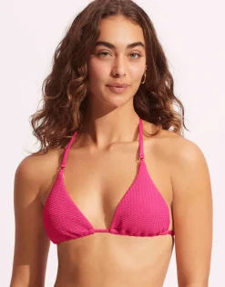 Sea Dive Slide Tri Bikini Top - Fuchsia Rose