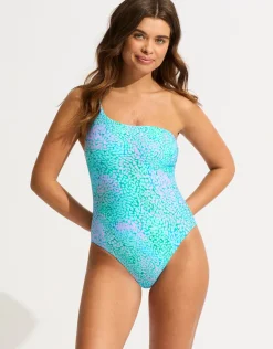 Sea Skin One Shoulder Swimsuit - Vivid Green