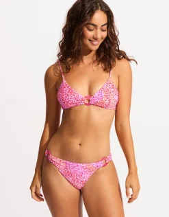 Sea Skin Ring Front Bralette Bikini Top - Fuchsia Rose
