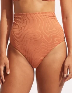 Second Wave High Waist Bikini Pant - Copper Tan