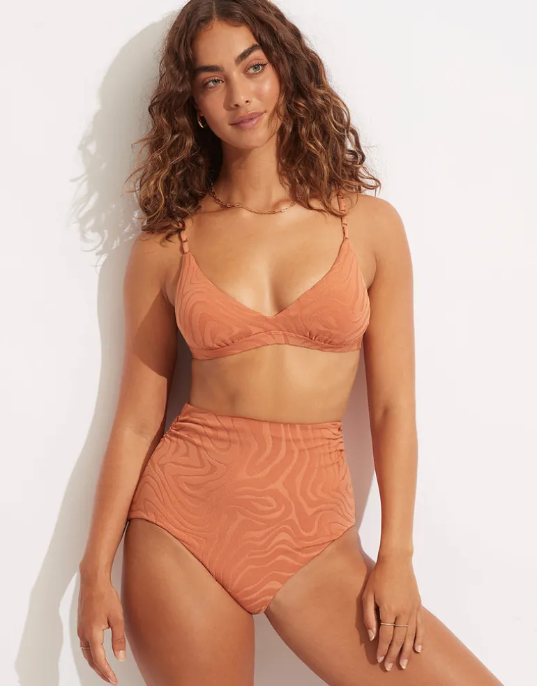 Second Wave High Waist Bikini Pant - Copper Tan