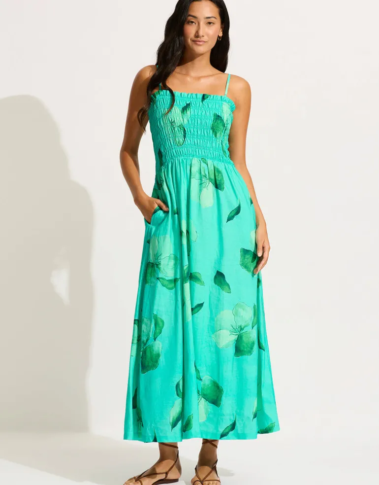 Secret Garden Shirred Maxi Dress - Jade