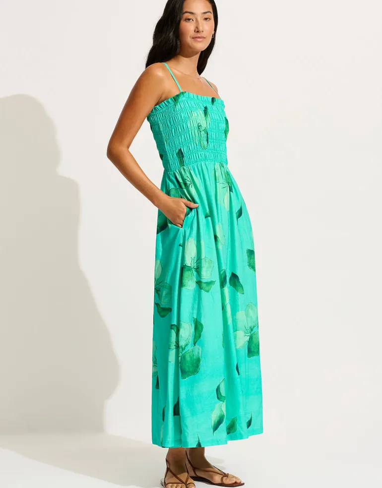Secret Garden Shirred Maxi Dress - Jade