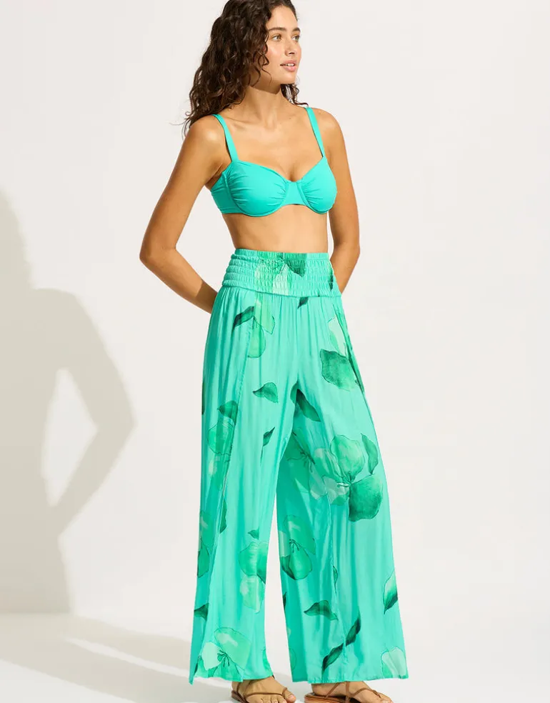 Secret Garden Shirred Wrap Beach Trouser - Jade
