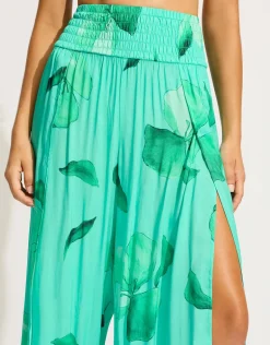 Secret Garden Shirred Wrap Beach Trouser - Jade