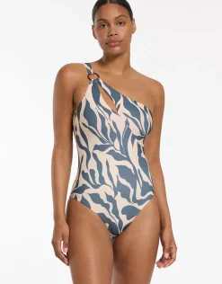 Sereno One Shoulder Ring Swimsuit - Steel Blue