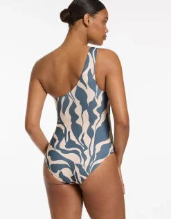 Sereno One Shoulder Ring Swimsuit - Steel Blue