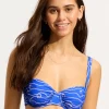 Set Sail Ruched Underwired Bikini Top - Azure