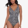 Shore Leave Zipt Swimsuit - Black and White