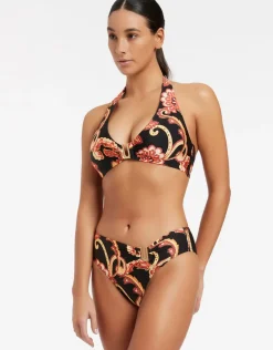 Silk Road D/DD Halter Bikini Top - Black