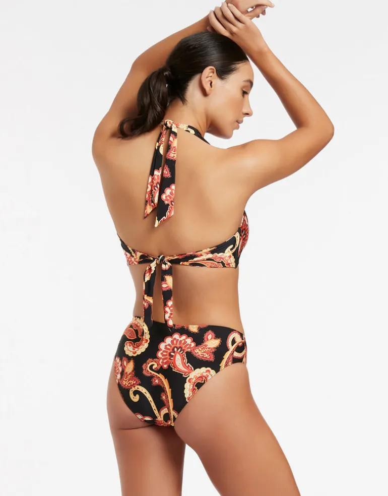 Silk Road D/DD Halter Bikini Top - Black