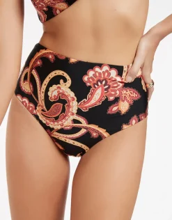 Silk Road High Waist Bikini Pant - Black