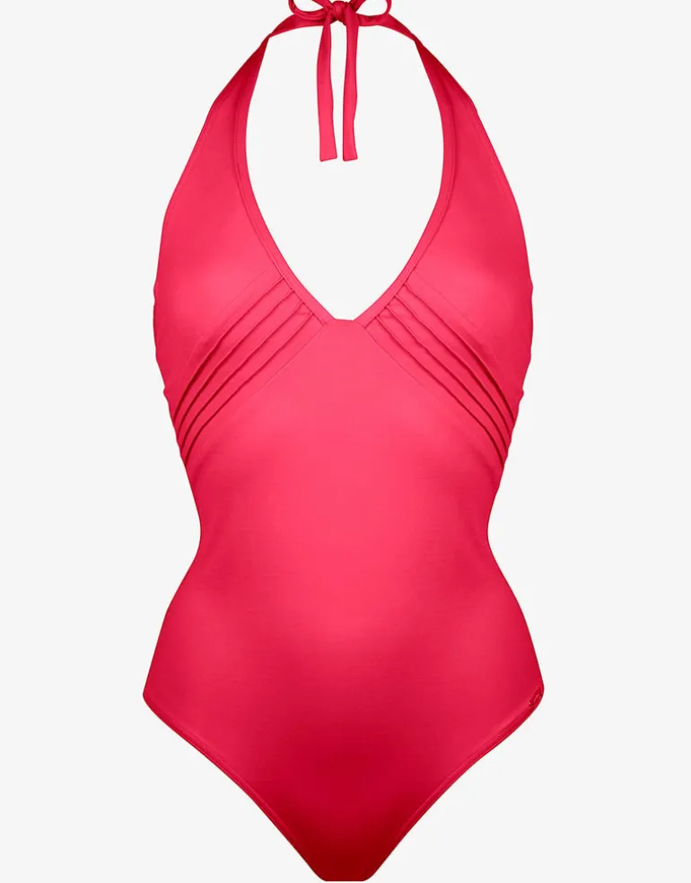Softline Plunge Halter Swimsuit - Watermelon