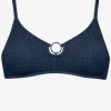 Solid Crush Ring Bralette Bikini Top - Night Blue