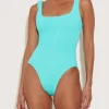 Square Neck Swimsuit - Aqua