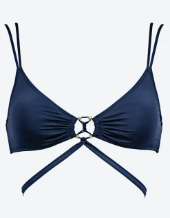 Summer Solids Cross Front Bikini Top - Deep Ink