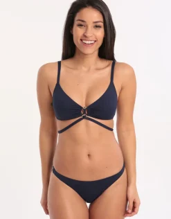 Summer Solids Cross Front Bikini Top - Deep Ink