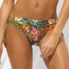 Sunset Florals Loop Side Bikini Pant - Warm Olive