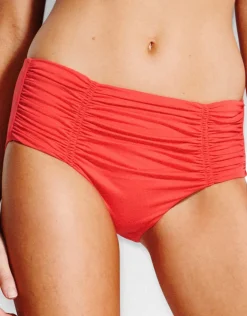 Swim Gathered Front Retro Bikini Bottom - Chilli