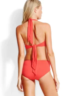 Swim Gathered Front Retro Bikini Bottom - Chilli
