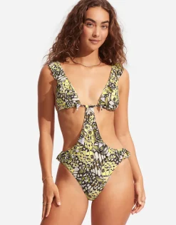 Take Flight Cut Out Swimsuit - Mandarin