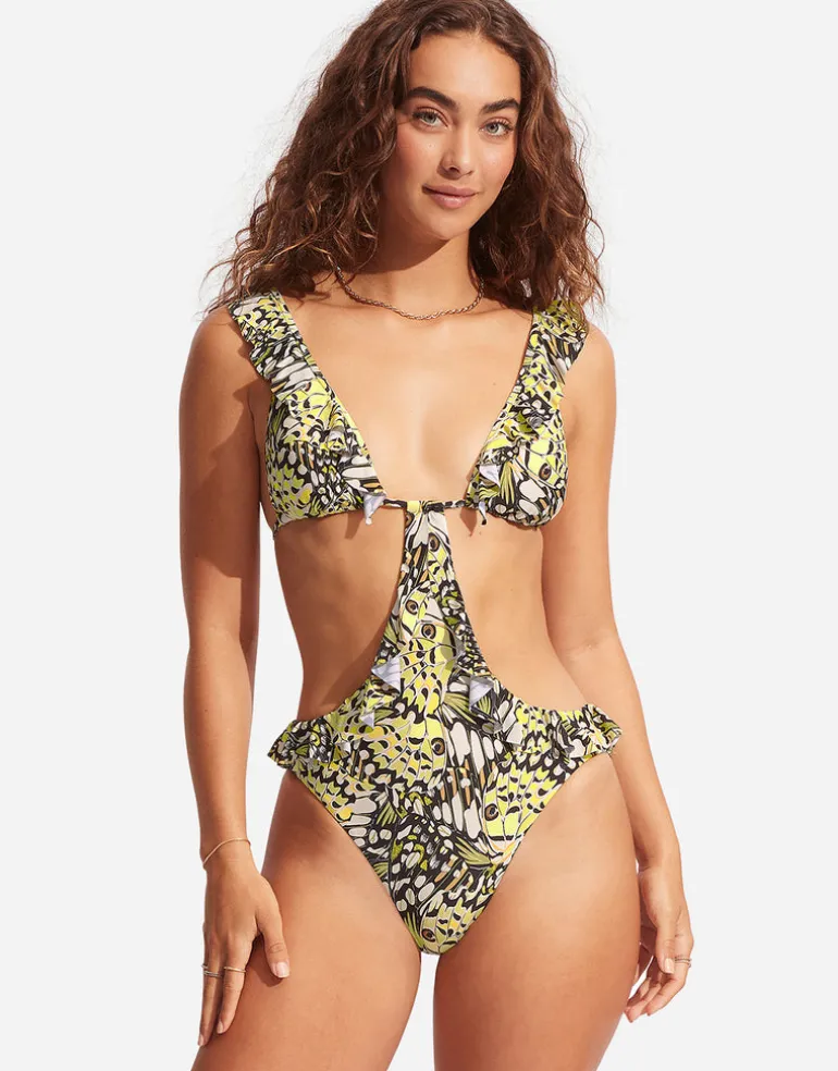 Take Flight Cut Out Swimsuit - Mandarin