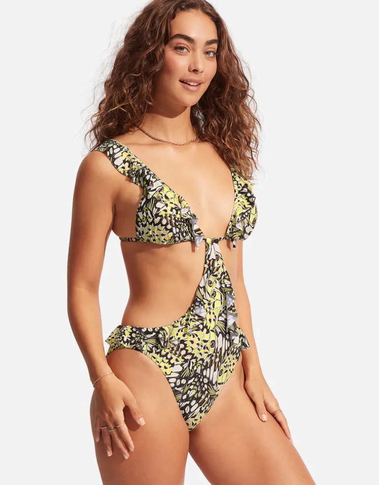 Take Flight Cut Out Swimsuit - Mandarin