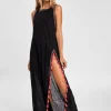 Tassel Slit Dress - Black