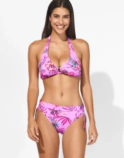 Tropic Radiance Halter Bikini Top - Electric Pink