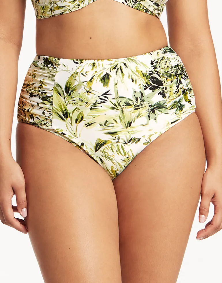 Troppica High Waist Gathered Side Bikini Pant - White