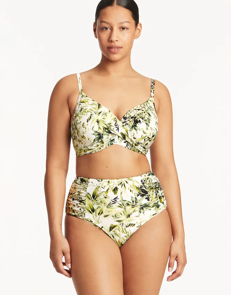 Troppica High Waist Gathered Side Bikini Pant - White