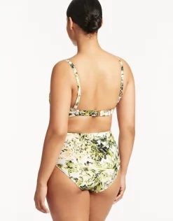 Troppica High Waist Gathered Side Bikini Pant - White