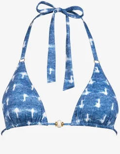 Urban Indigo Triangle Bikini Top - Denim White