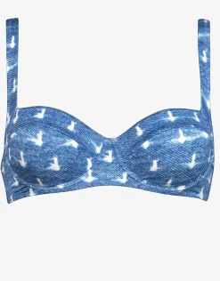 Urban Indigo Underwired Bikini Top - Denim White