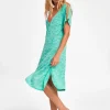 V Back Dress - Mint with Orange
