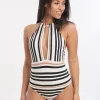 Vista High Neck Swimsuit - Black White