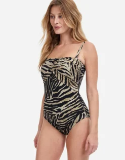 Wild Life Bandeau Swimsuit - Brown