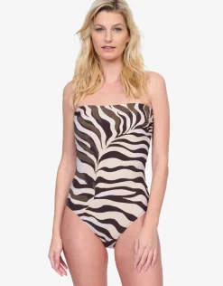 Wildest Dream Bandeau Swimsuit - Multi Brown