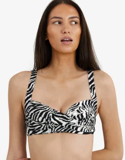 Zebra Medea Bikini Top - Brown and White