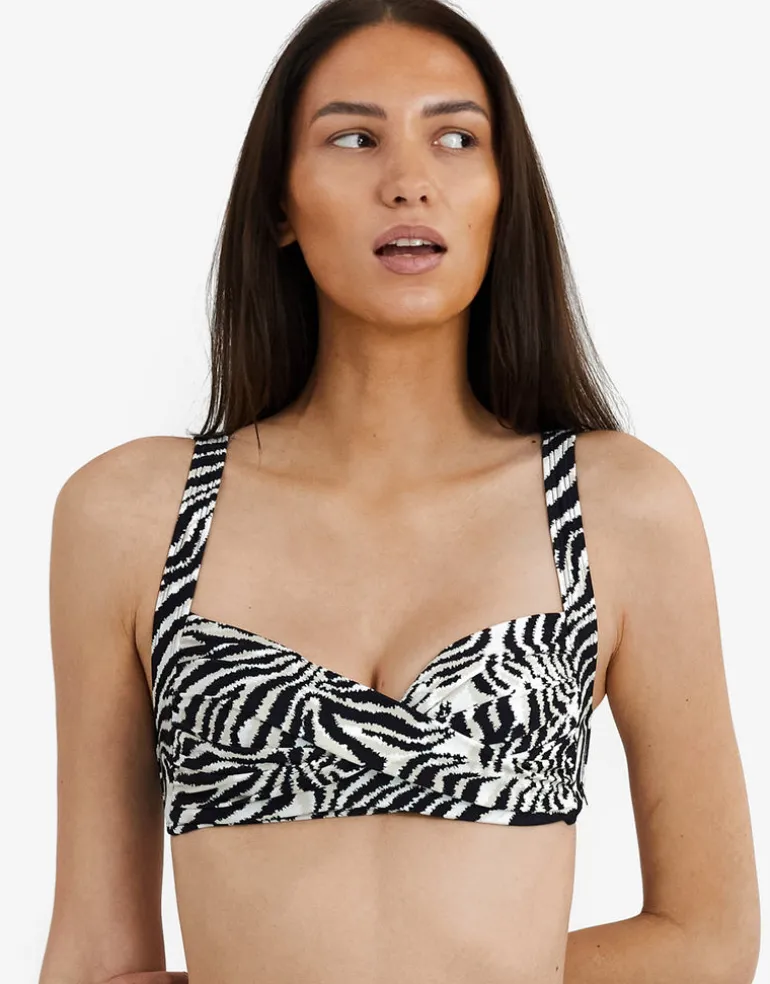 Zebra Medea Bikini Top - Brown and White