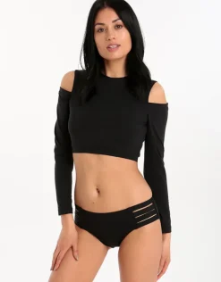 Active Cold Shoulder Rash Vest - Black