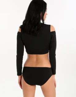 Active Cold Shoulder Rash Vest - Black