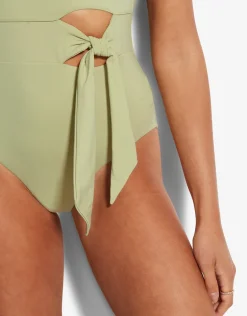 Active One Shoulder Swimsuit - Pear