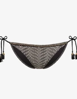 Afro Gem Tie Bikini Bottom - Black/Canvas