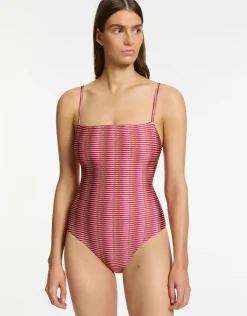 Alessia Geo Minimal Tank Swimsuit - Peony