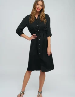 Alora Shirt Dress - Black
