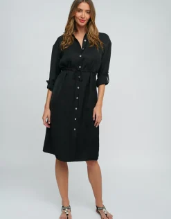 Alora Shirt Dress - Black