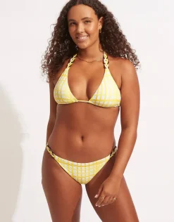 Amalfi Check Trim Hipster Bikini Pant - Lime Light