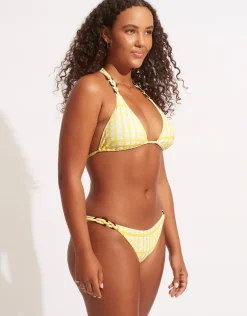 Amalfi Check Trim Hipster Bikini Pant - Lime Light