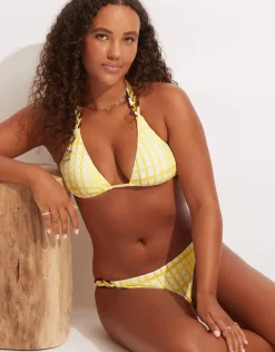 Amalfi Check Trim Hipster Bikini Pant - Lime Light